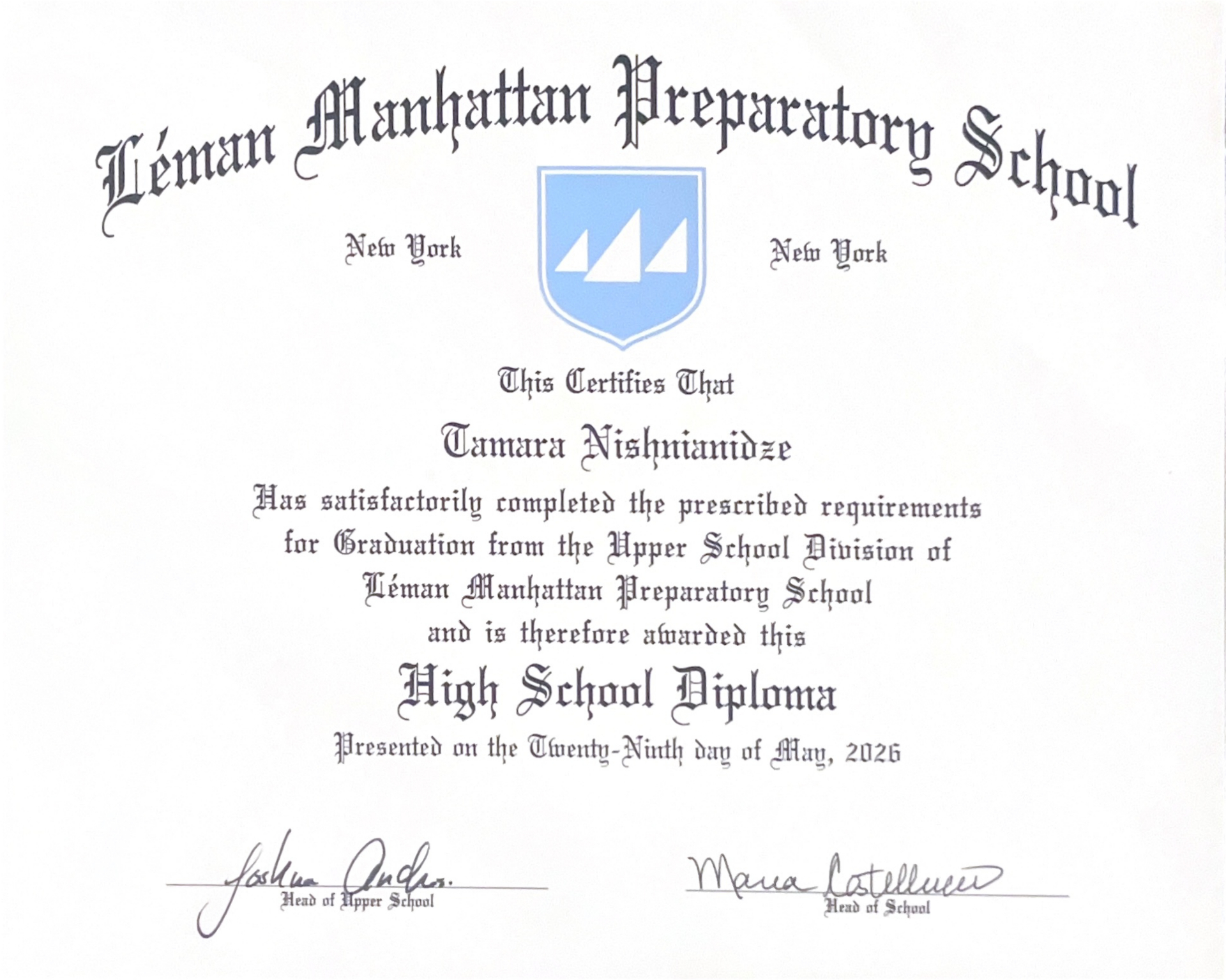 Léman Manhattan High School Diploma